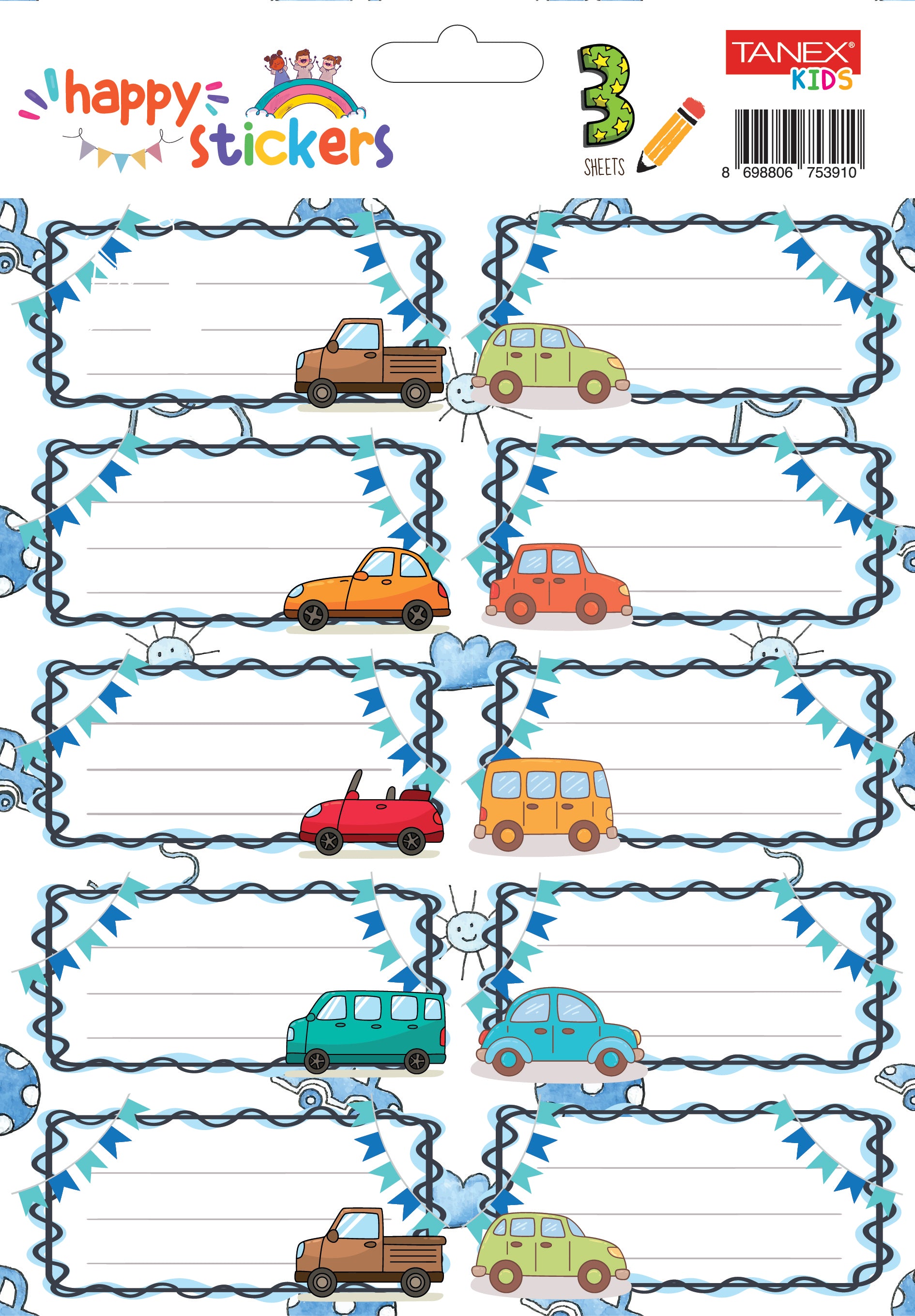 ETICHETE SCOLARE 30/SET MASINI TLS-727 TANEX ETICHETE SCOLARE 30/SET MASINI TLS-727 TANEX